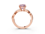 Rose gold Fancy Pink Princess  Cut Diamond Twist Band Solitaire with Prong Setting_3