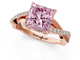 Rose gold Fancy Pink Princess  Cut Diamond Twisted Band Engagement Ring with Prong Setting_4