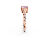 Rose gold Fancy Pink Princess  Cut Diamond Twisted Band Engagement Ring with Prong Setting_5