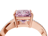 Rose gold Fancy Pink Princess  Cut Diamond Twisted Band Engagement Ring with Prong Setting_7