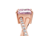 Rose gold Fancy Pink Princess  Cut Diamond Twisted Band Engagement Ring with Prong Setting_8