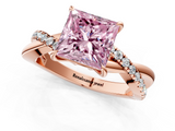 Rose gold Fancy Pink Princess  Cut Diamond Twisted Band with Pavé Setting and Four-Prong Setting_1