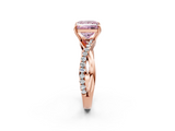 Rose gold Fancy Pink Princess  Cut Diamond Twisted Band with Pavé Setting and Four-Prong Setting_2