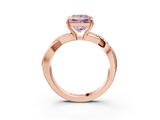 Rose gold Fancy Pink Princess  Cut Diamond Twisted Band with Pavé Setting and Four-Prong Setting_3