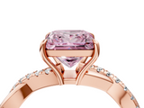 Rose gold Fancy Pink Princess  Cut Diamond Twisted Band with Pavé Setting and Four-Prong Setting_4