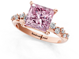 Rose gold Fancy Pink Princess  Cut Diamond Vine Band with Four-Prong Setting_1