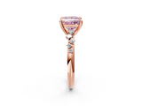 Rose gold Fancy Pink Princess  Cut Diamond Vine Band with Four-Prong Setting_2
