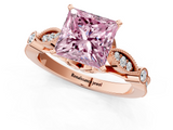 Rose gold Fancy Pink Princess  Cut Diamond with Milgrain Marquise and Bezel Accents on a Solitaire Band with Prong Setting_1