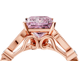 Rose gold Fancy Pink Princess  Cut Diamond with Milgrain Marquise and Bezel Accents on a Solitaire Band with Prong Setting_4
