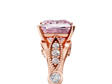 Rose gold Fancy Pink Princess  Cut Diamond with Milgrain Marquise and Bezel Accents on a Solitaire Band with Prong Setting_5