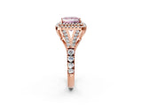Rose gold Fancy Pink Princess  Cut Double Halo Split Shank Diamond Ring with Prong Setting_31