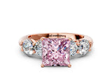 Rose gold Fancy Pink Princess  Cut Five-Stone Prong Set Diamond Ring with Classic Band_30