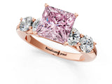 Rose gold Fancy Pink Princess  Cut Five-Stone Prong Set Diamond Ring with Classic Band_31