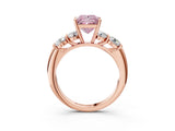 Rose gold Fancy Pink Princess  Cut Five-Stone Prong Set Diamond Ring with Classic Band_33