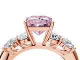Rose gold Fancy Pink Princess  Cut Five-Stone Prong Set Diamond Ring with Classic Band_34