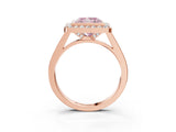 Rose gold Fancy Pink Princess Cut Halo Bezel Diamond Pave Band Ring_3