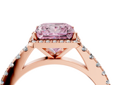 Rose gold Fancy Pink Princess  Cut Halo Diamond Engagement Ring with Pave Band and Four-Prong Setting_4