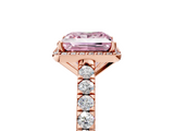 Rose gold Fancy Pink Princess  Cut Halo Diamond Engagement Ring with Pave Band and Four-Prong Setting_5