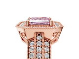 Rose gold Fancy Pink Princess Cut Halo Diamond Engagement Ring with Pave Split Shank and Four-Prong Setting_17