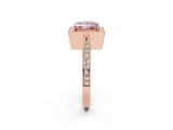 Rose gold Fancy Pink Princess Cut Halo Diamond Engagement Ring with Split Shank Band and Four-Prong Setting_2