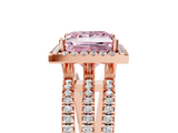 Rose gold Fancy Pink Princess  Cut Halo Diamond Engagement Ring with Split Shank and Four-Prong Setting_5