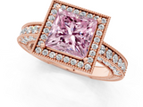 Rose gold Fancy Pink Princess  Cut Halo Diamond Pave Band Ring with Four-Prong Setting_1