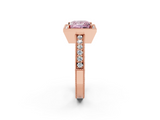 Rose gold Fancy Pink Princess  Cut Halo Diamond Pave Band Ring with Four-Prong Setting_2