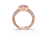 Rose gold Fancy Pink Princess  Cut Halo Diamond Pave Band Ring with Four-Prong Setting_3