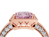 Rose gold Fancy Pink Princess  Cut Halo Diamond Pave Band Ring with Four-Prong Setting_4