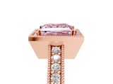 Rose gold Fancy Pink Princess  Cut Halo Diamond Pave Band Ring with Four-Prong Setting_5