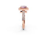 Rose gold Fancy Pink Princess  Cut Halo Diamond Pave Band with Four-Prong Setting_2