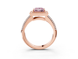 Rose gold Fancy Pink Princess  Cut Halo Diamond Pave Band with Four-Prong Setting_3