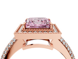 Rose gold Fancy Pink Princess  Cut Halo Diamond Pave Band with Four-Prong Setting_4