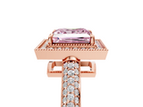Rose gold Fancy Pink Princess  Cut Halo Diamond Pave Band with Four-Prong Setting_5