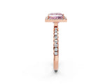 Rose gold Fancy Pink Princess Cut Halo Diamond Pave Band with Prong Setting_2