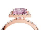 Rose gold Fancy Pink Princess Cut Halo Diamond Pave Band with Prong Setting_4