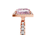 Rose gold Fancy Pink Princess Cut Halo Diamond Pave Band with Prong Setting_5