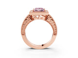 Rose gold Fancy Pink Princess  Cut Halo Diamond Ring with Pavé Band and Four-Prong Setting_32