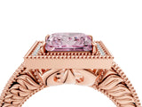 Rose gold Fancy Pink Princess  Cut Halo Diamond Ring with Pavé Band and Four-Prong Setting_33