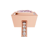 Rose gold Fancy Pink Princess  Cut Halo Diamond Ring with Pavé Band and Milgrain Prong Setting_36