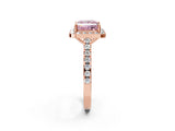 Rose gold Fancy Pink Princess Cut Halo Diamond Ring with Pavé Band and Three-Prong Setting_2