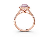 Rose gold Fancy Pink Princess Cut Halo Diamond Ring with Pavé Band_3