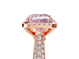 Rose gold Fancy Pink Princess Cut Halo Diamond Ring with Pavé Band_5
