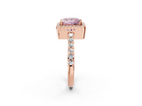Rose gold Fancy Pink Princess  Cut Halo Diamond Ring with Pave Band and Four-Prong Setting_2