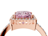 Rose gold Fancy Pink Princess  Cut Halo Diamond Ring with Pave Band and Four-Prong Setting_4