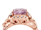 Rose gold Fancy Pink Princess  Cut Halo Diamond Ring with Scrollwork Band and Four-Prong Setting_4