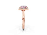 Rose gold Fancy Pink Princess Cut Halo Diamond Ring with Solitaire Band and Prong Setting_2