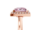 Rose gold Fancy Pink Princess Cut Halo Diamond Ring with Solitaire Band and Prong Setting_5