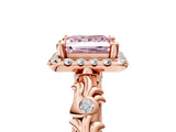 Rose gold Fancy Pink Princess Cut Halo Diamond Solitaire with Filigree Band and Four-Prong Setting_17