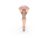 Rose gold Fancy Pink Princess Cut Halo Diamond Split Shank Pave Ring_2